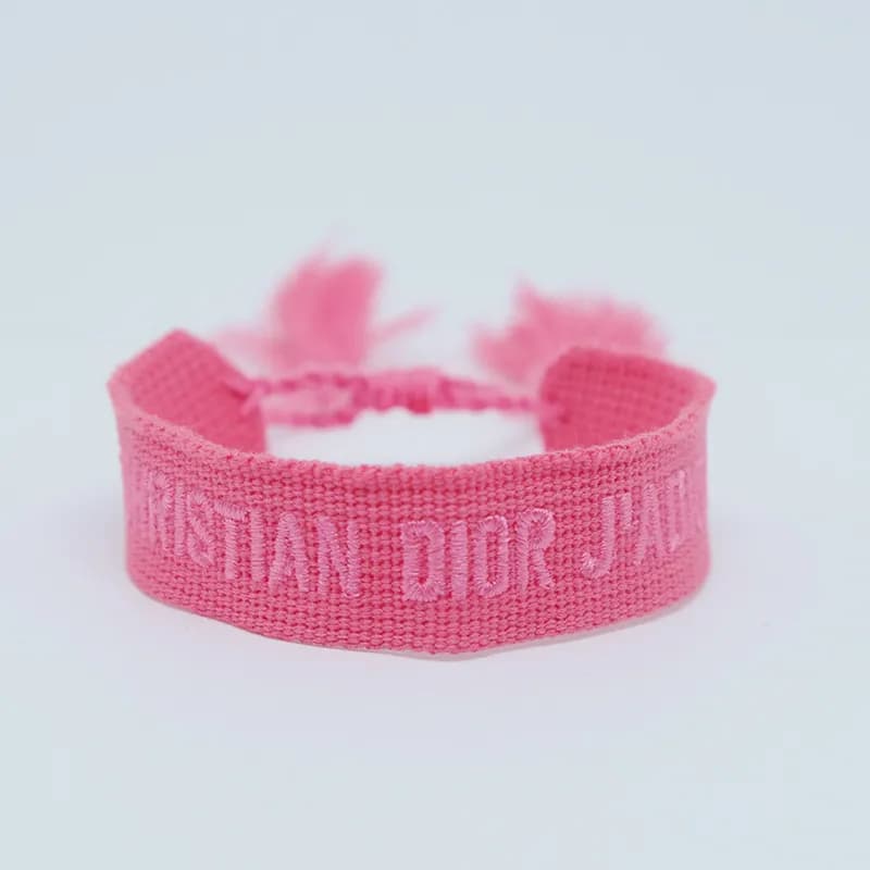 Dior J'Adior Woven Bracelet Pink with Black Logo — 67#