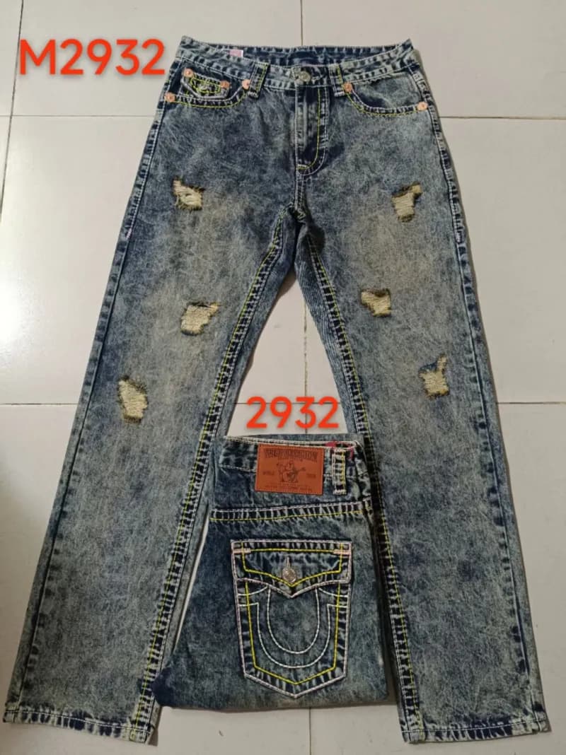 Straight Fit Jeans Distressed Acid Wash