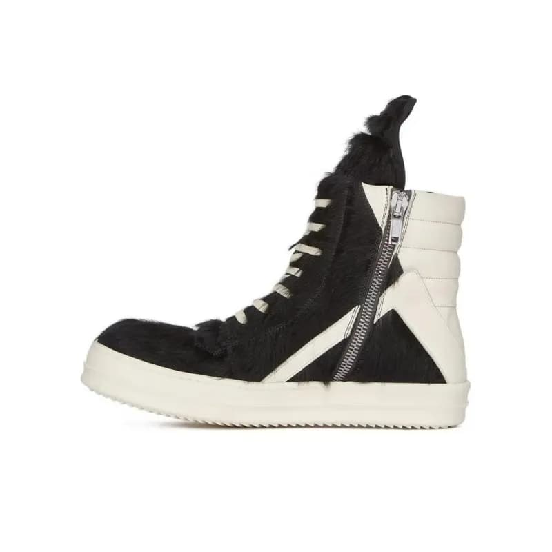 Rick Owens Drkshdw Ramones Fur High Top — 倒三角黑色马毛