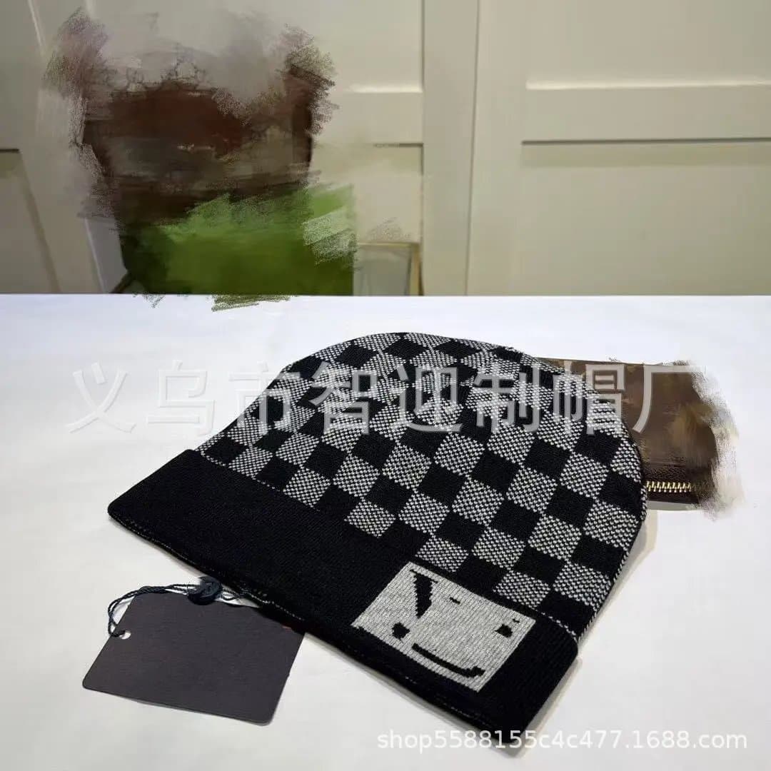 Off-White Knit Beanie Checkerboard Logo