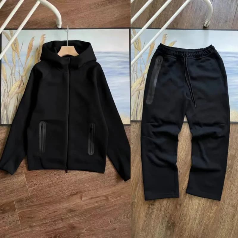 Nike Hoodie and Joggers Set Monochrome Peach — Black