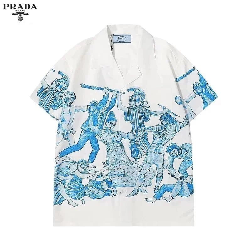 Prada Polo Shirt Contrast Trim — 19白蓝衬衫