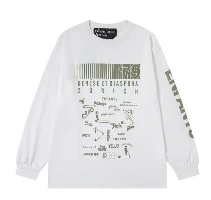 Gallery Dept. Zip-Up Hoodie Graphic Print — Er048 white long-sleeved t-shirt