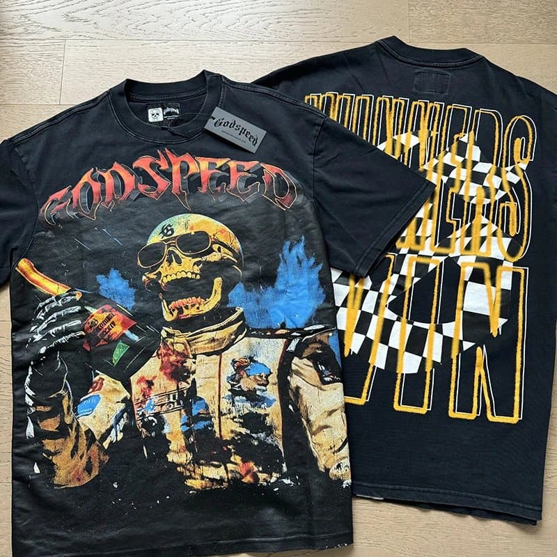 Godspeed Graphic Tee Skull Racer Print