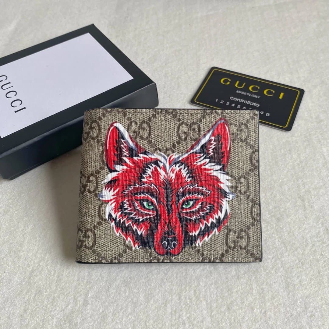 Gucci Bifold Wallet Fox Print GG Supreme