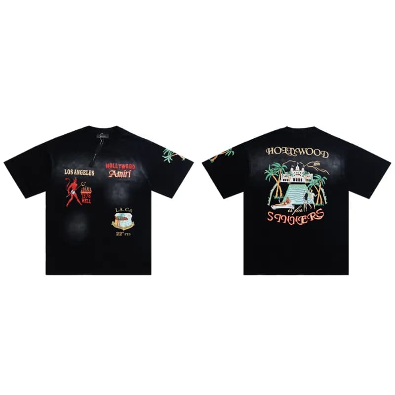 Amiri Graphic Tee Eagle Flame Print — 2275 black