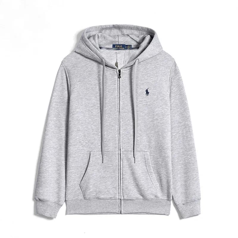 Polo Ralph Lauren Full-Zip Hoodie Classic Fit — Zipper gray black label
