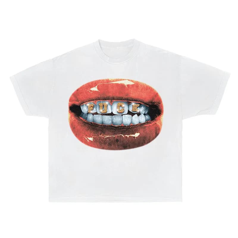 Rick Owens Graphic T-Shirt Triple Lips Print — 8