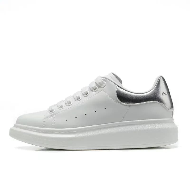 Alexander McQueen Oversized Sneaker White with Silver Heel Tab