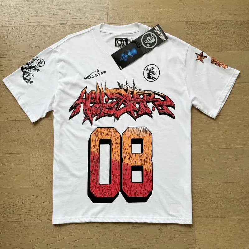 Hellstar Graphic Tee Alien Attack Print — 552 白色
