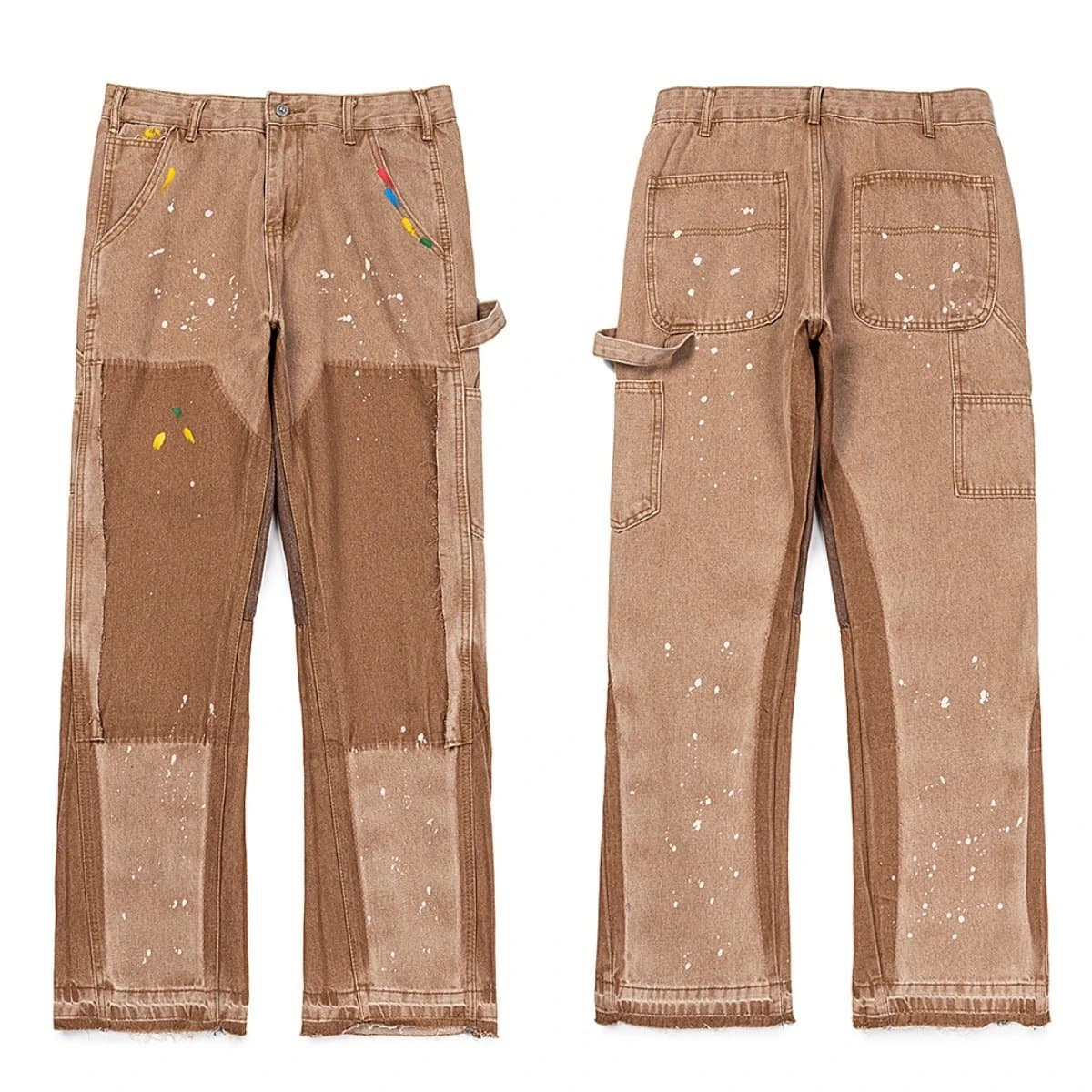 Levi's Flared Jeans Distressed Patchwork — 4097卡其