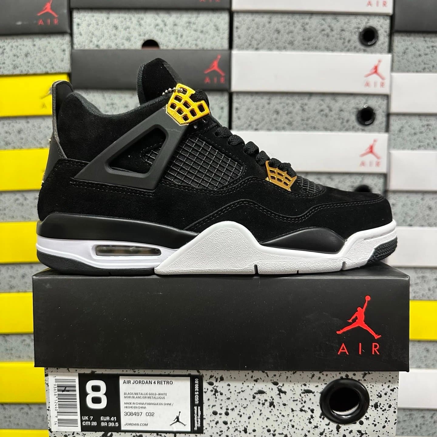 Air Jordan 4 Retro Black/Metallic Gold-White
