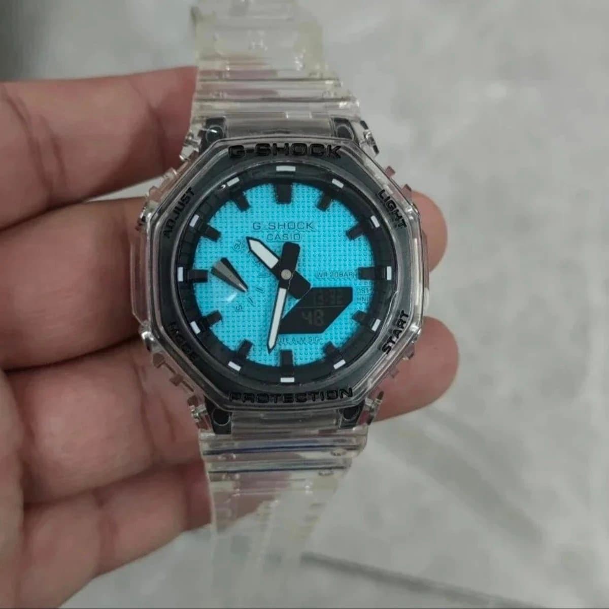 Casio G-Shock GA-2100 Transparent Case with Blue Dial