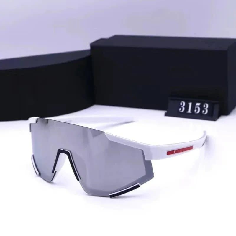 Prada Sport Shield Sunglasses White Frame with Red Logo
