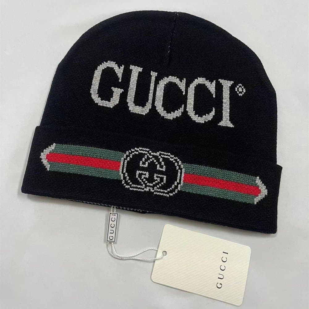 Gucci Knit Beanie GG Web Stripe