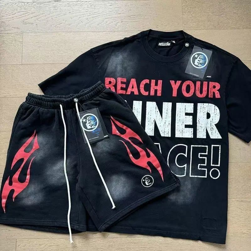 Hellstar Flame Graphic Set Washed Grey — Hellstar Set-4