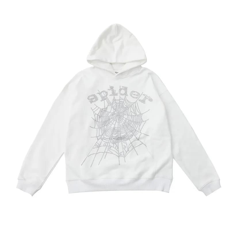 Sp5der Hooded Sweatshirt Star Print Logo — 175# 白色
