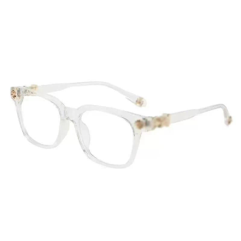 Chrome Hearts Rectangular Optical Frame Blue Lens Accent — 透明金 · 0