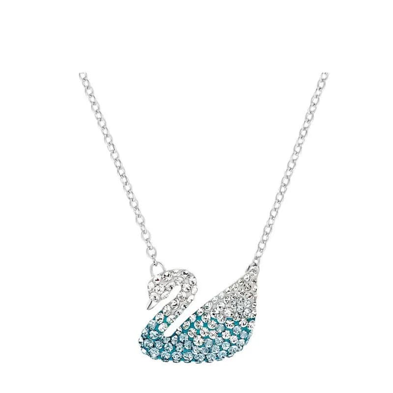 Swarovski Swan Pendant Crystal-Encrusted — Gradient blue swan necklace