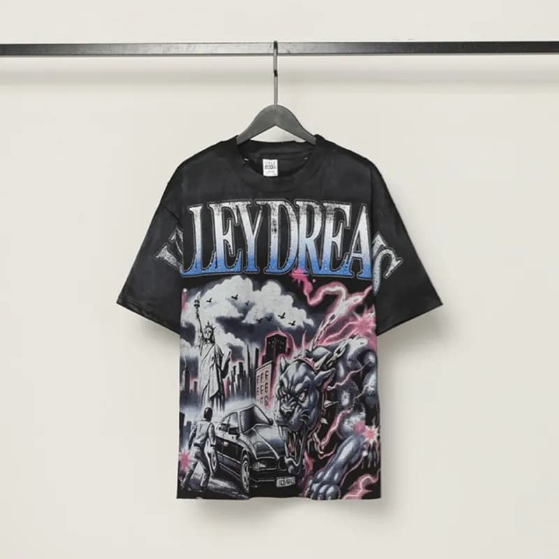 Gallery Dept. Zip-Up Hoodie Galaxy Print with Crest Patch — D3442黑色
