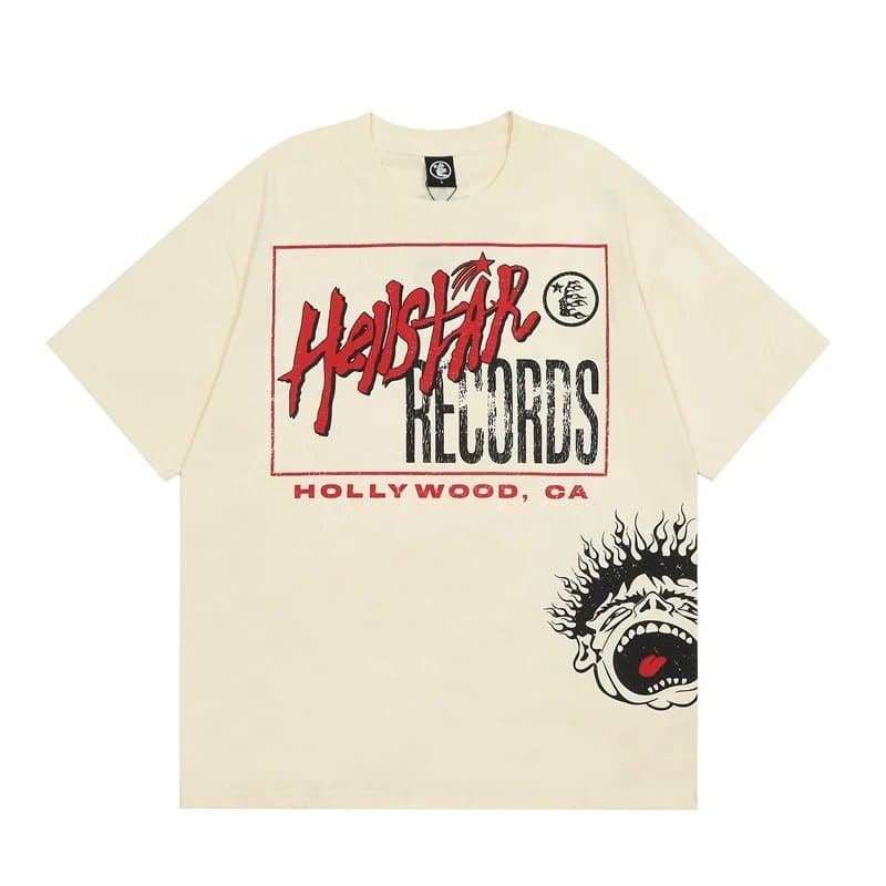 Hellstar Graphic Tee Psychedelic Face Print — H103 杏色 (数码印）