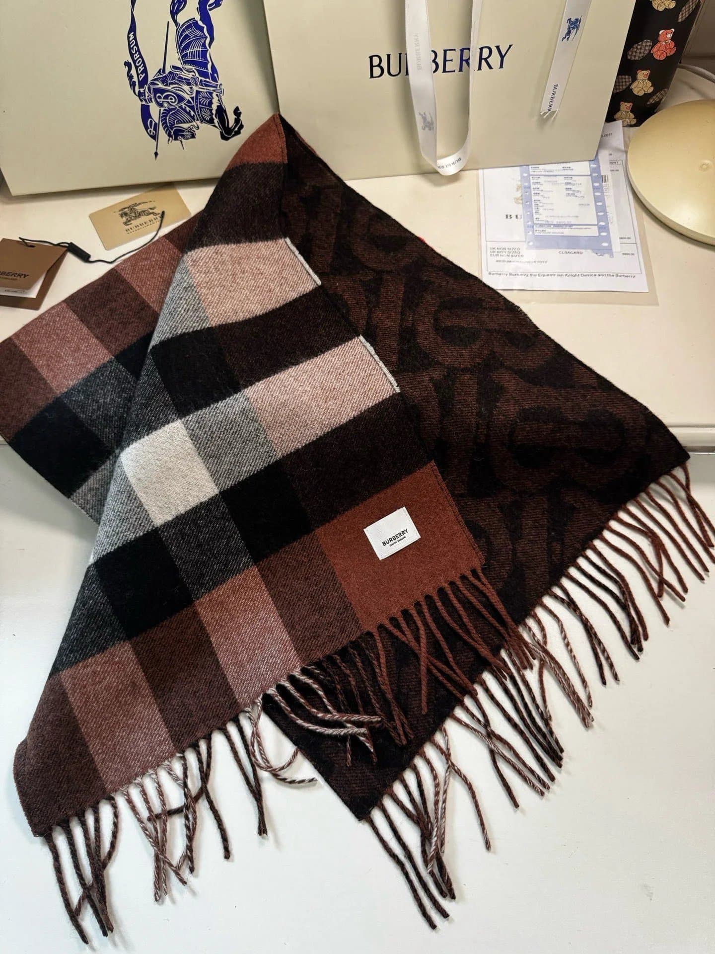 Burberry Classic Check Scarf Large Check Wool Cashmere