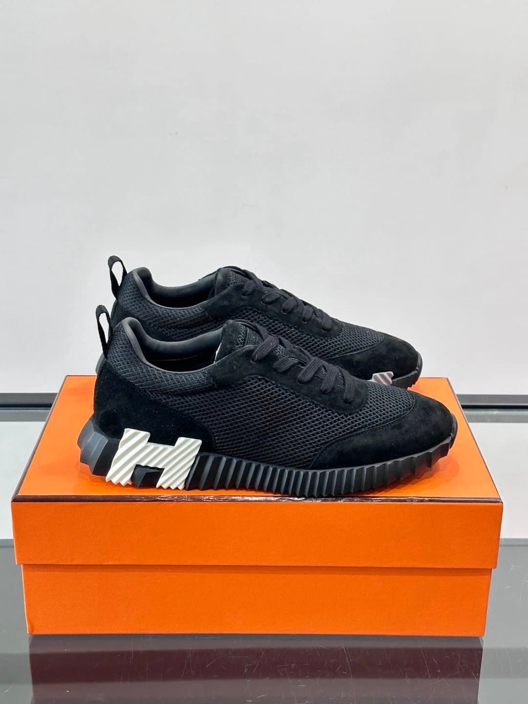 Hermès H-Boot Sneaker Black Suede and Mesh