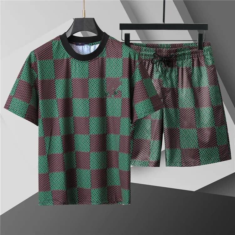 Checkered Set Green and Brown Checkerboard