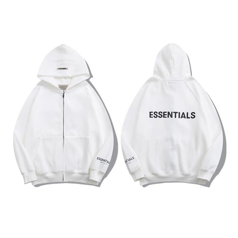 Fear of God Essentials Zip-Up Hoodie Essentials Logo — 3888白色（硅胶字母）