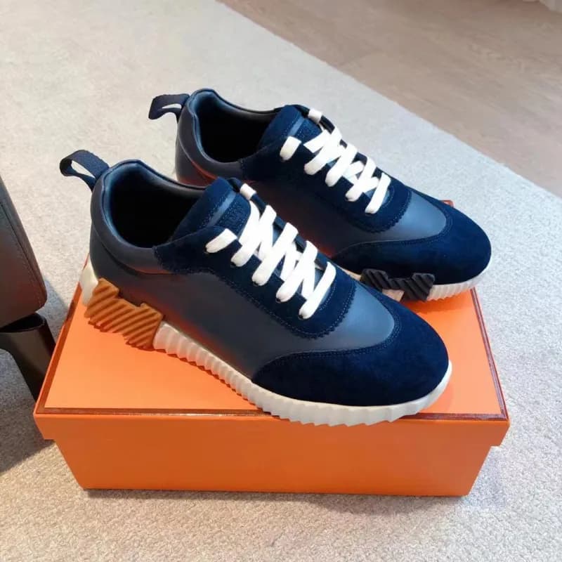 Hermès Run Away Navy Suede and Leather