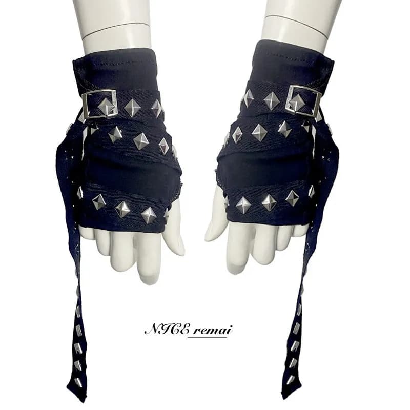 Studded Wrist Cuffs Silver Pyramid Studs
