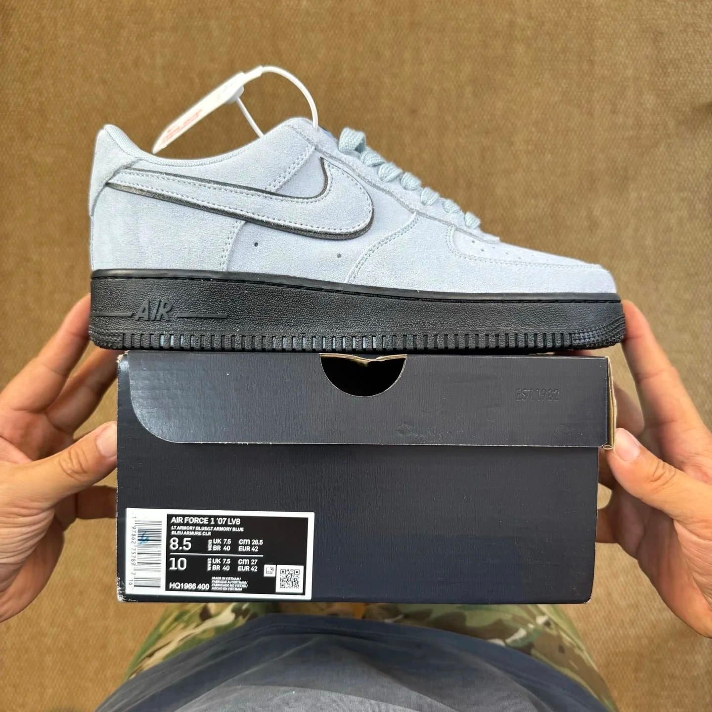 Nike Air Force 1 Shadow Low Sail/Barely Grape/Alabaster — HQ1966-400淡蓝麂皮