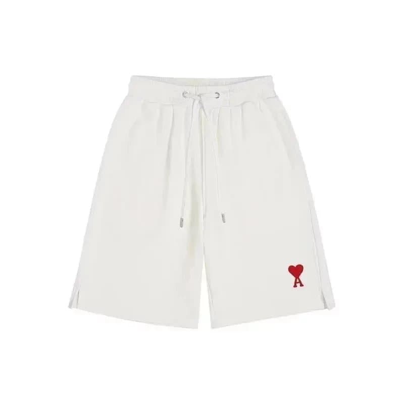 AMI Paris Heart Logo Shorts Red Heart Patch — 白色小爱心005