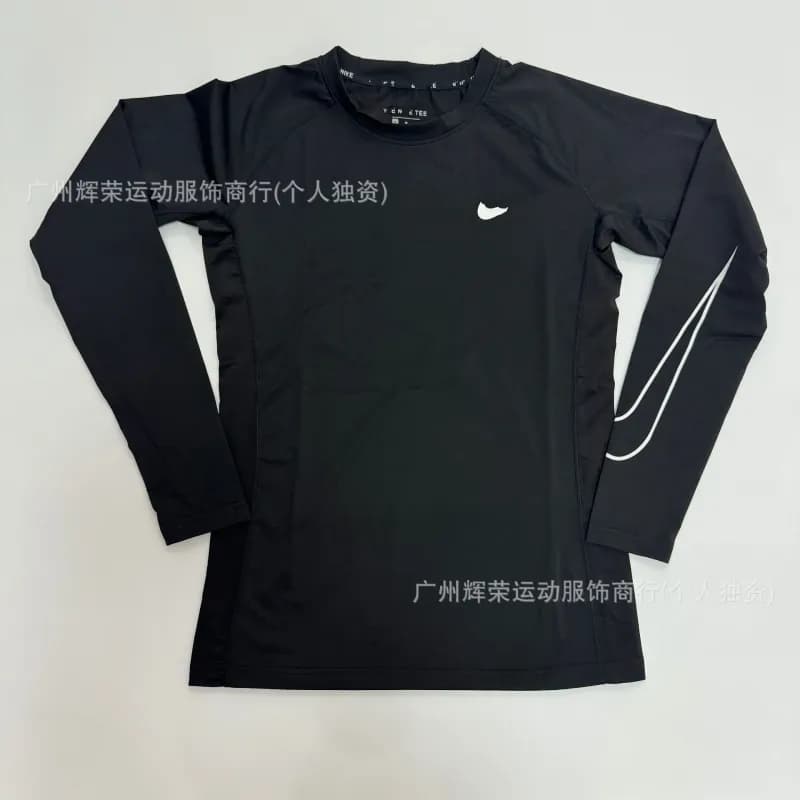 Nike Pro Long Sleeve Top Black with White Swoosh