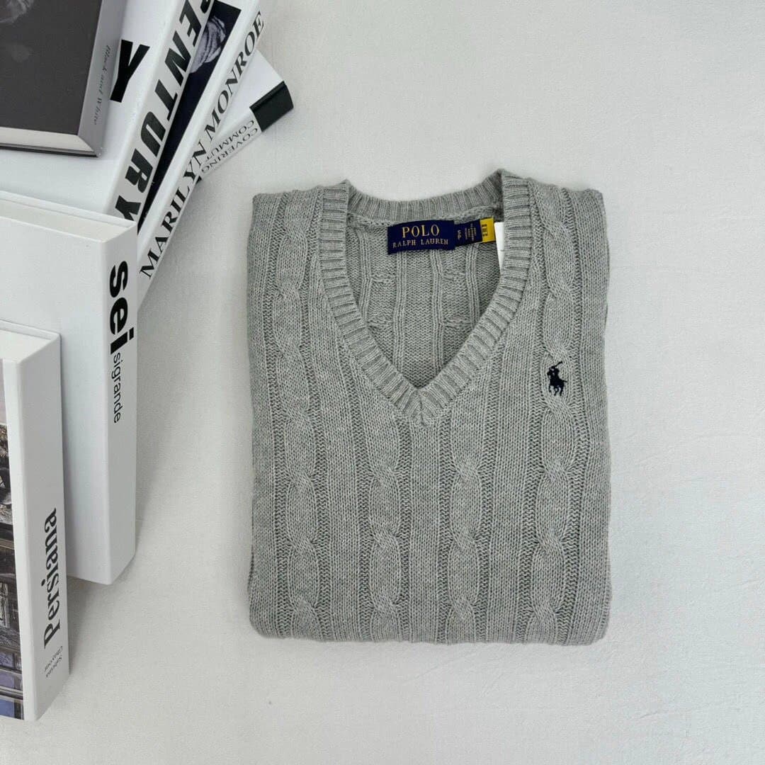 Polo Ralph Lauren Cable Knit V-Neck Sweater Classic Cable