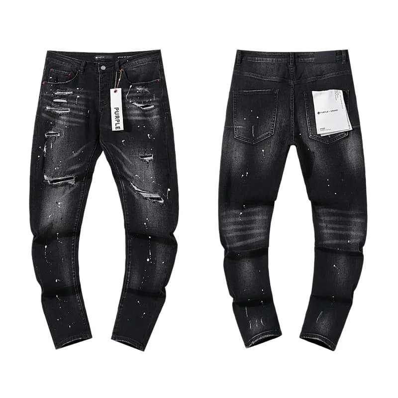 Distressed Slim Fit Jeans Paint Splatter & Ripped