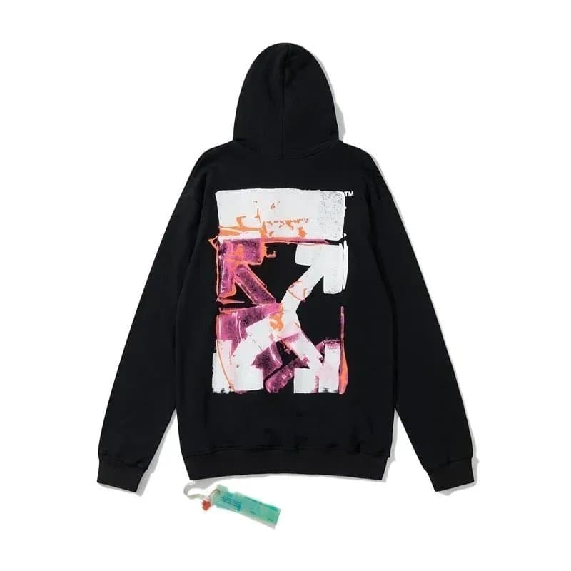 Off-White Zip-Up Hoodie Painted Arrow Graphic