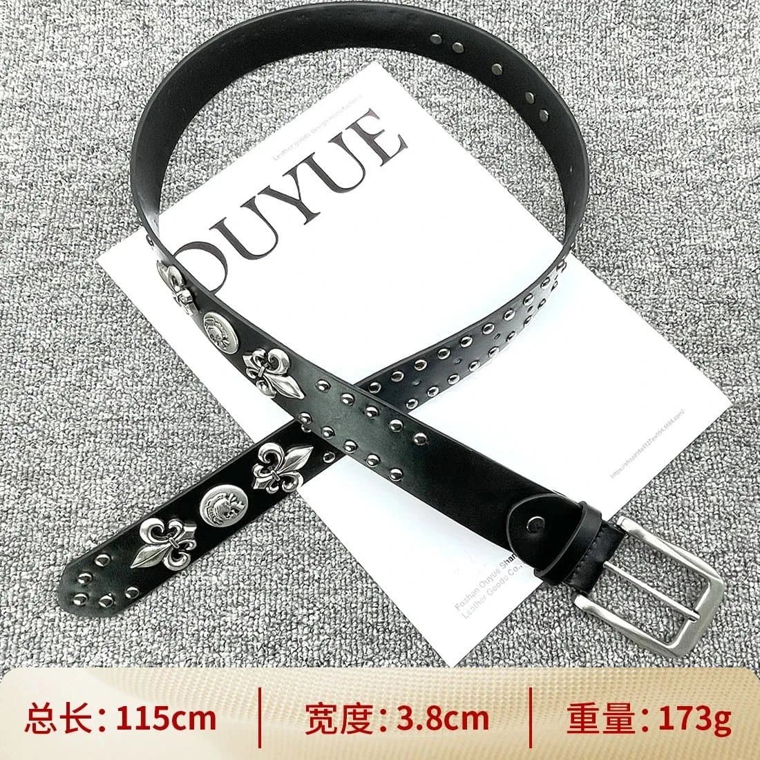 Chrome Hearts Fleur-de-Lis Belt Studded Silver Hardware