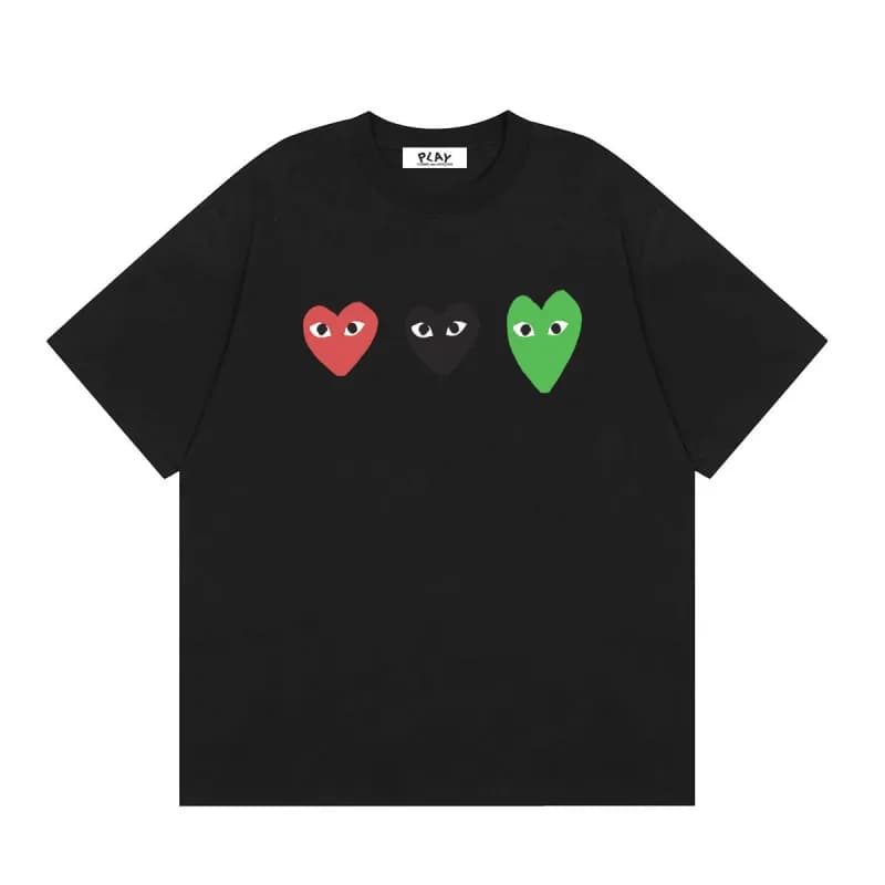 Comme des Garçons Heart Logo T-Shirt Light Blue with Red Heart — 20 black