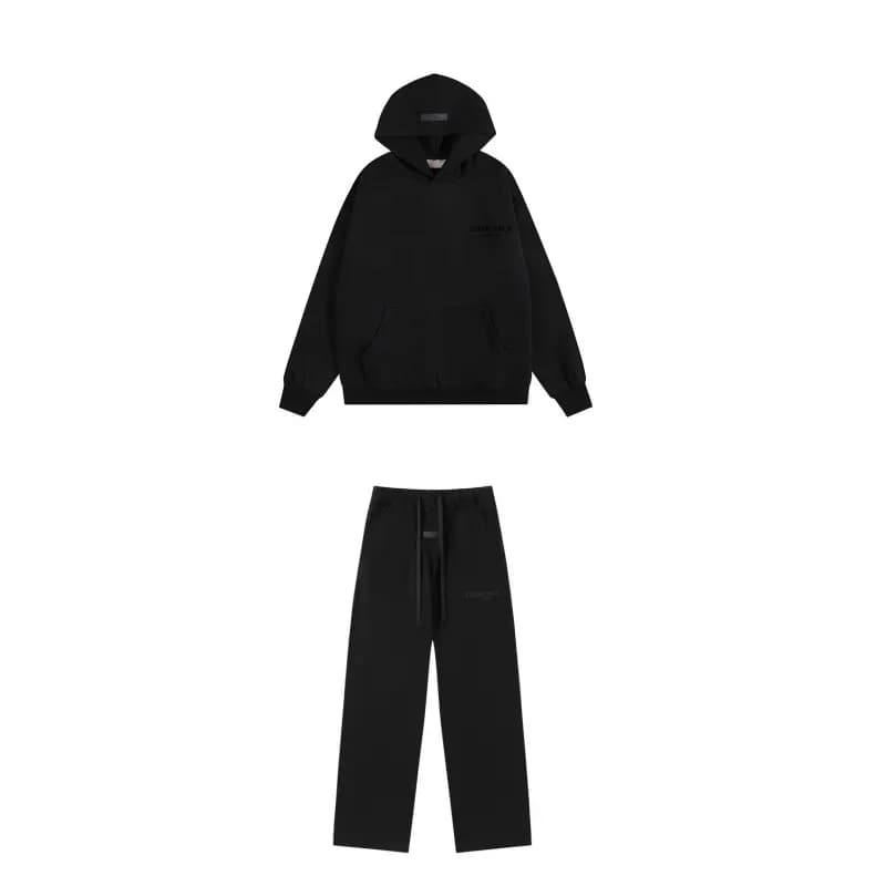 Fear of God Essentials Hoodie and Joggers Set Black Logo