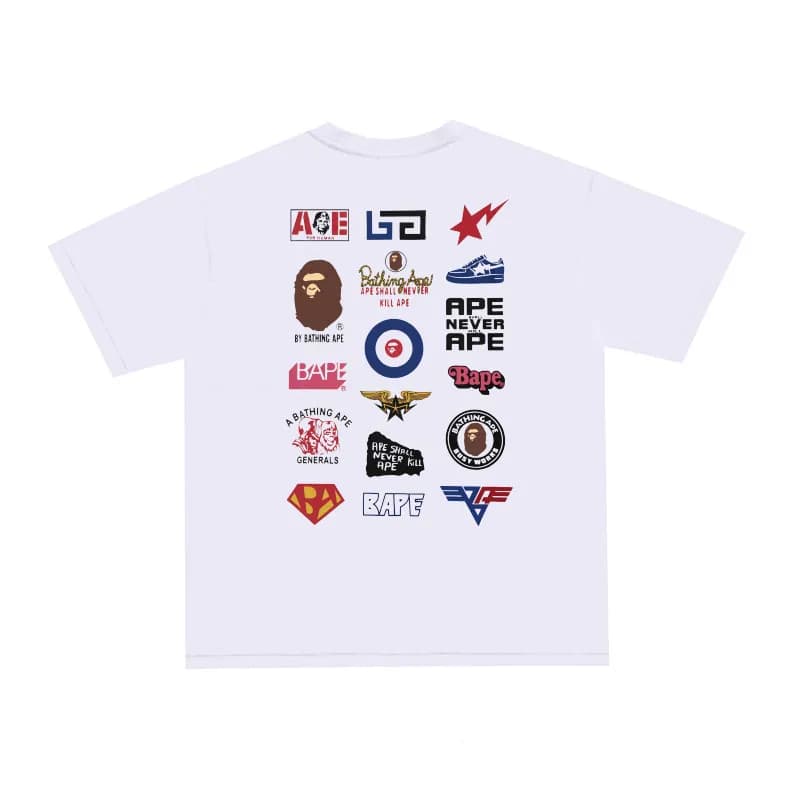 BAPE Graphic Tee Multi-Logo Print