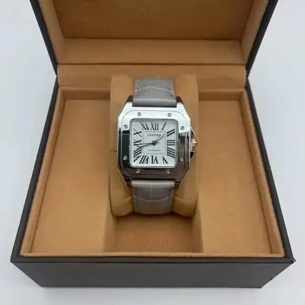 Santos de Cartier Small Steel with Diamonds