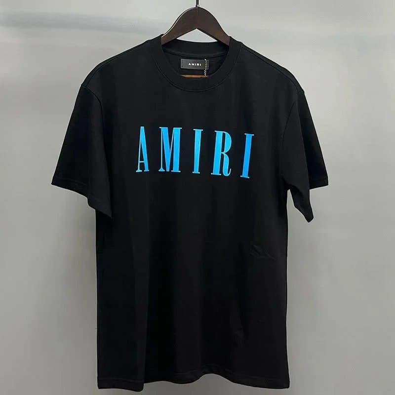 Amiri Graphic Tee Sequined Logo — 黑色蓝色大字母