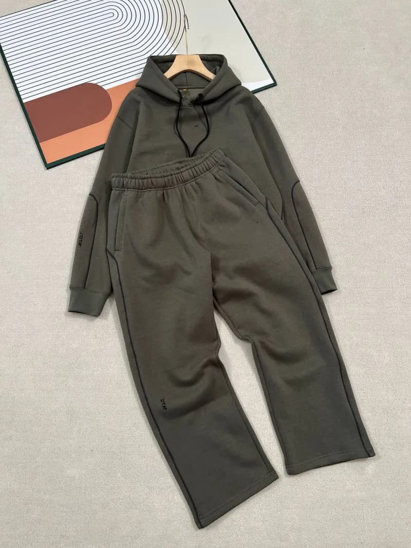 Fear of God Essentials Hoodie and Joggers Set Olive Grey