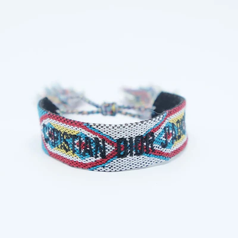Dior J'Adior Woven Bracelet Pink with Black Logo — 103#