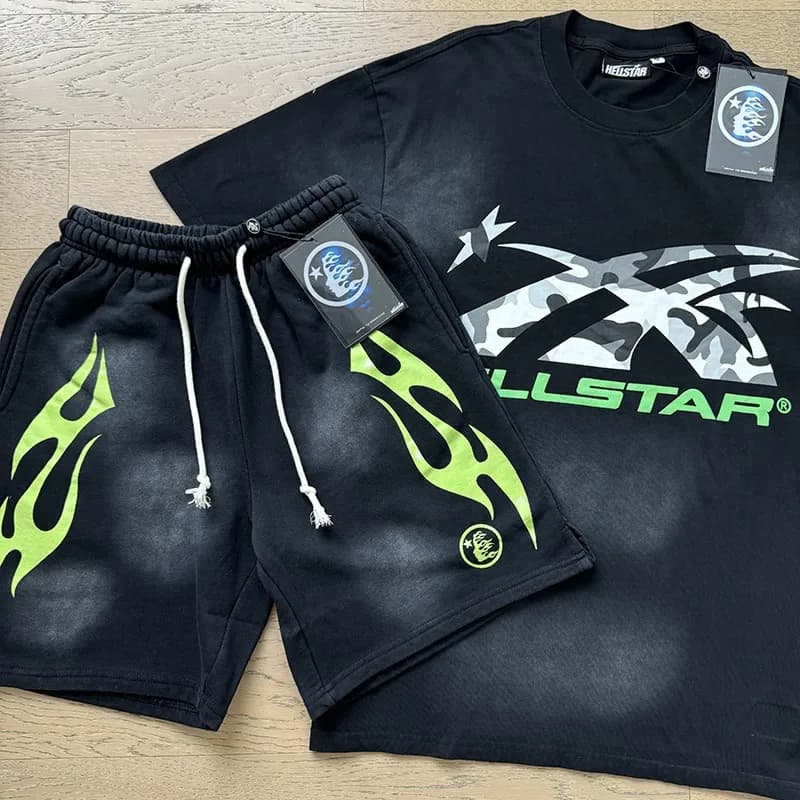 Hellstar Flame Graphic Set Washed Grey — 6755-777套装