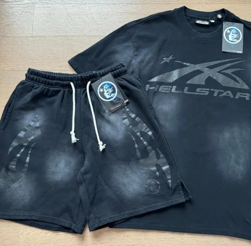 Hellstar Flame Graphic Set Washed Grey — 662-7807（黑黑）套装