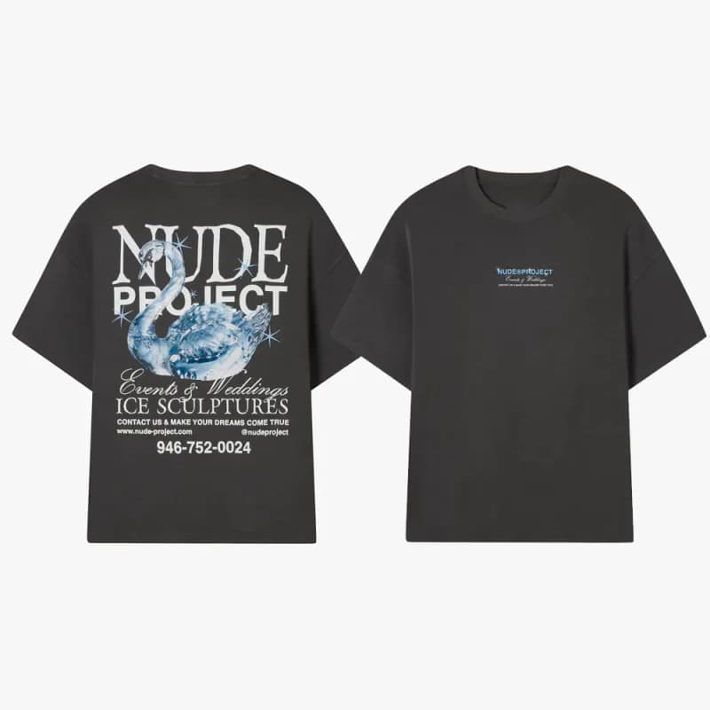 Nude Project Graphic Tee Swan Ice Sculpture Print
