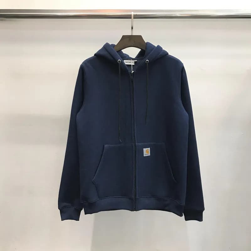 Carhartt Hooded Sweatshirt Embroidered Logo — Navy blue