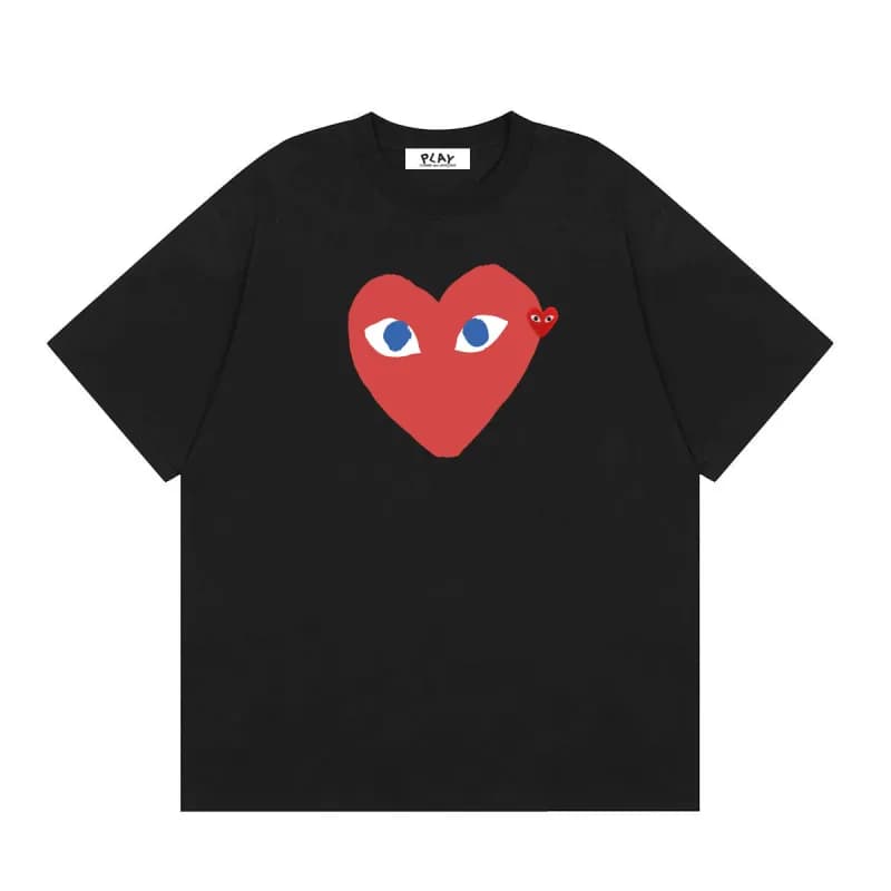 Comme des Garçons Heart Logo T-Shirt Light Blue with Red Heart — 13 black